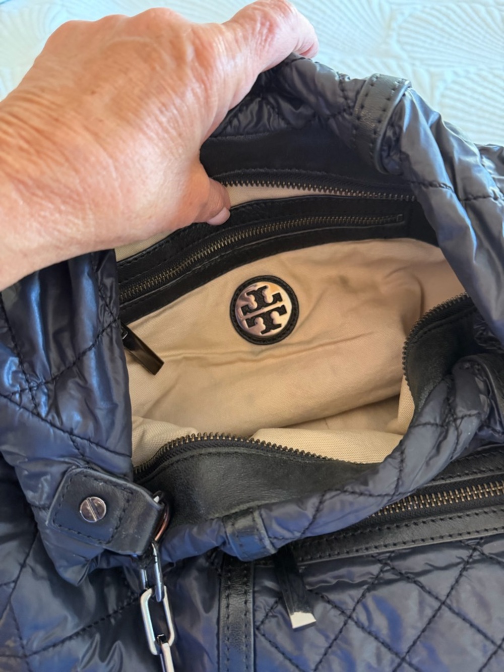 Tory Burch Black Quilted Shoulder Bag with Chain Strap